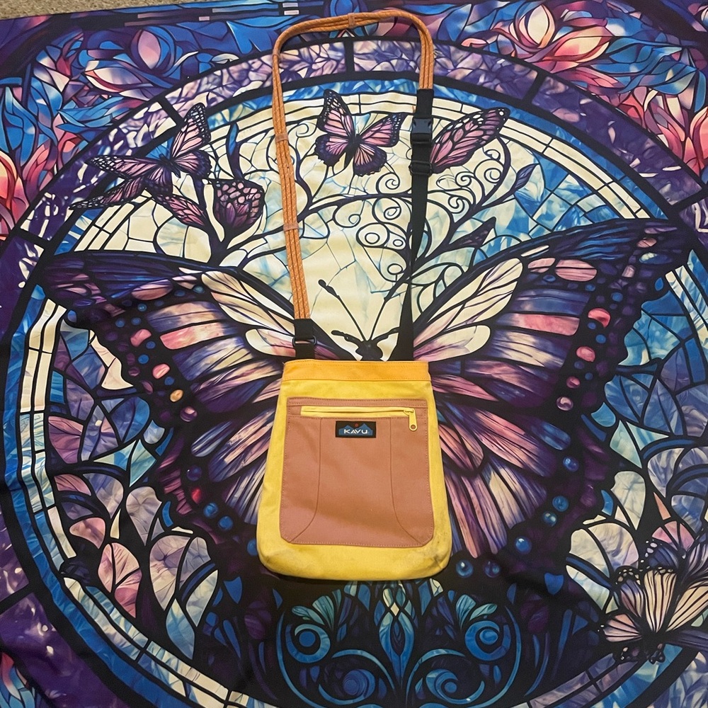 Kavu Pink and Yellow Crossbody Bag